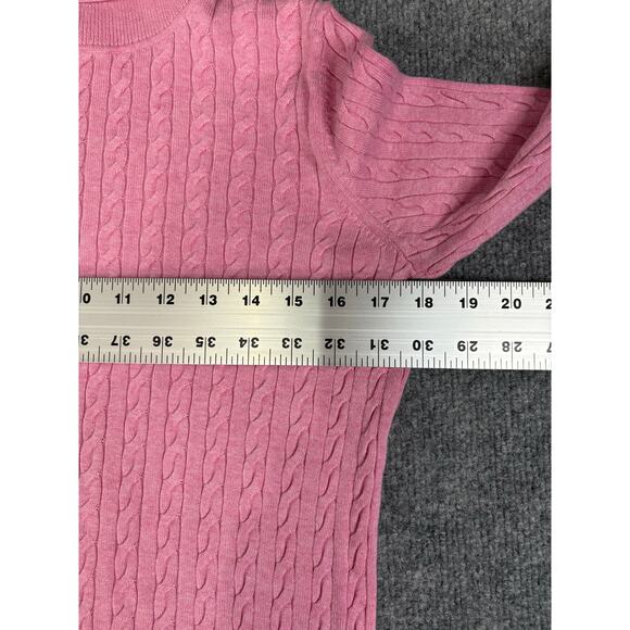Talbots Pink Cableknit 100% cotton women's turtleneck Size S - Picture 4 of 8